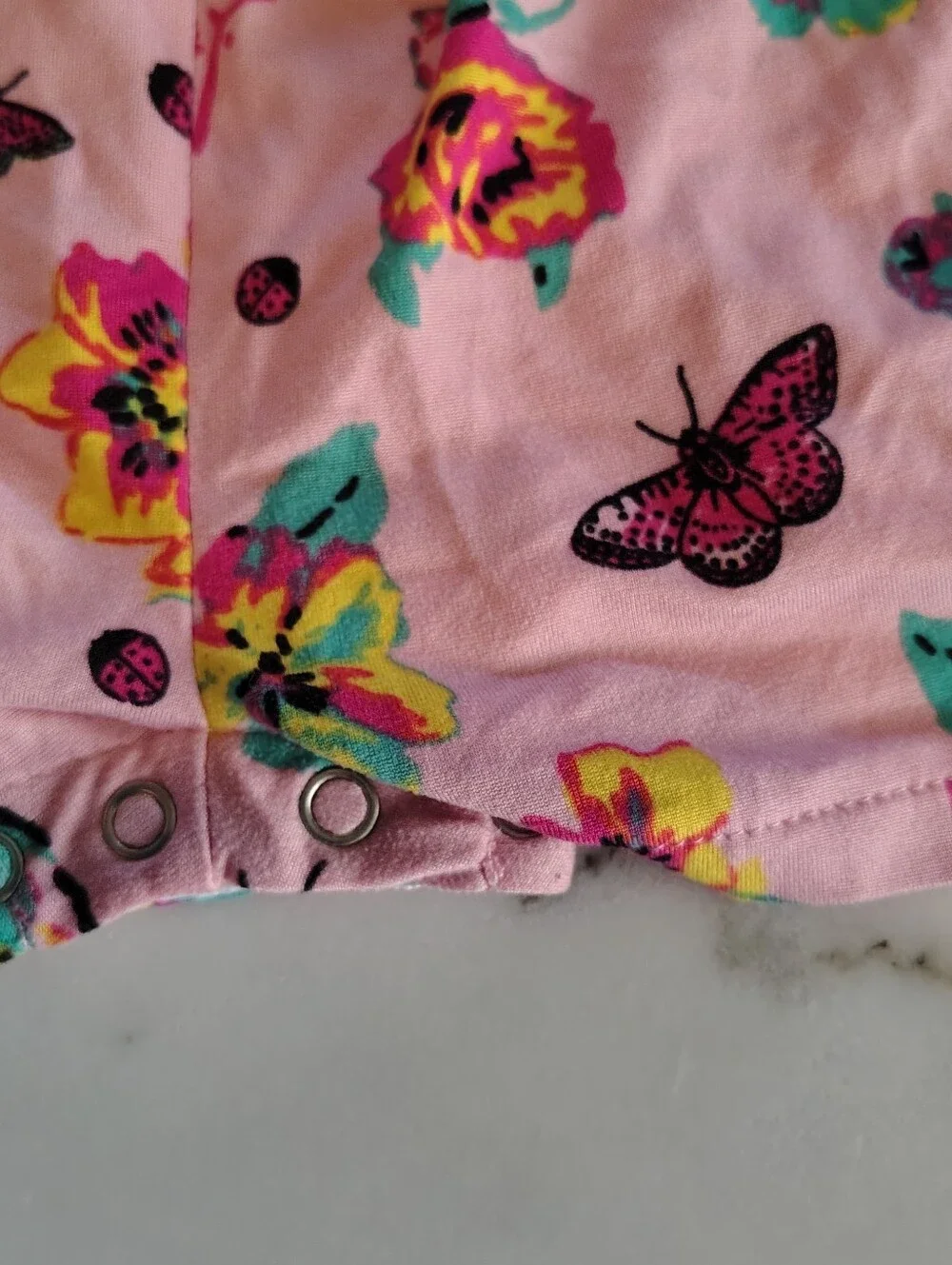 Betsy Johnson Pink Butterfly Floral One Shoulder Romper Size 24 Months Infant